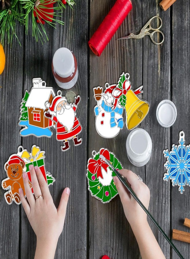RoundFunny 60 Sets Christmas Suncatchers Craft Ornaments Decorations DIY Window Art Kits Paint for Classroom Activity Art Project - Image 5